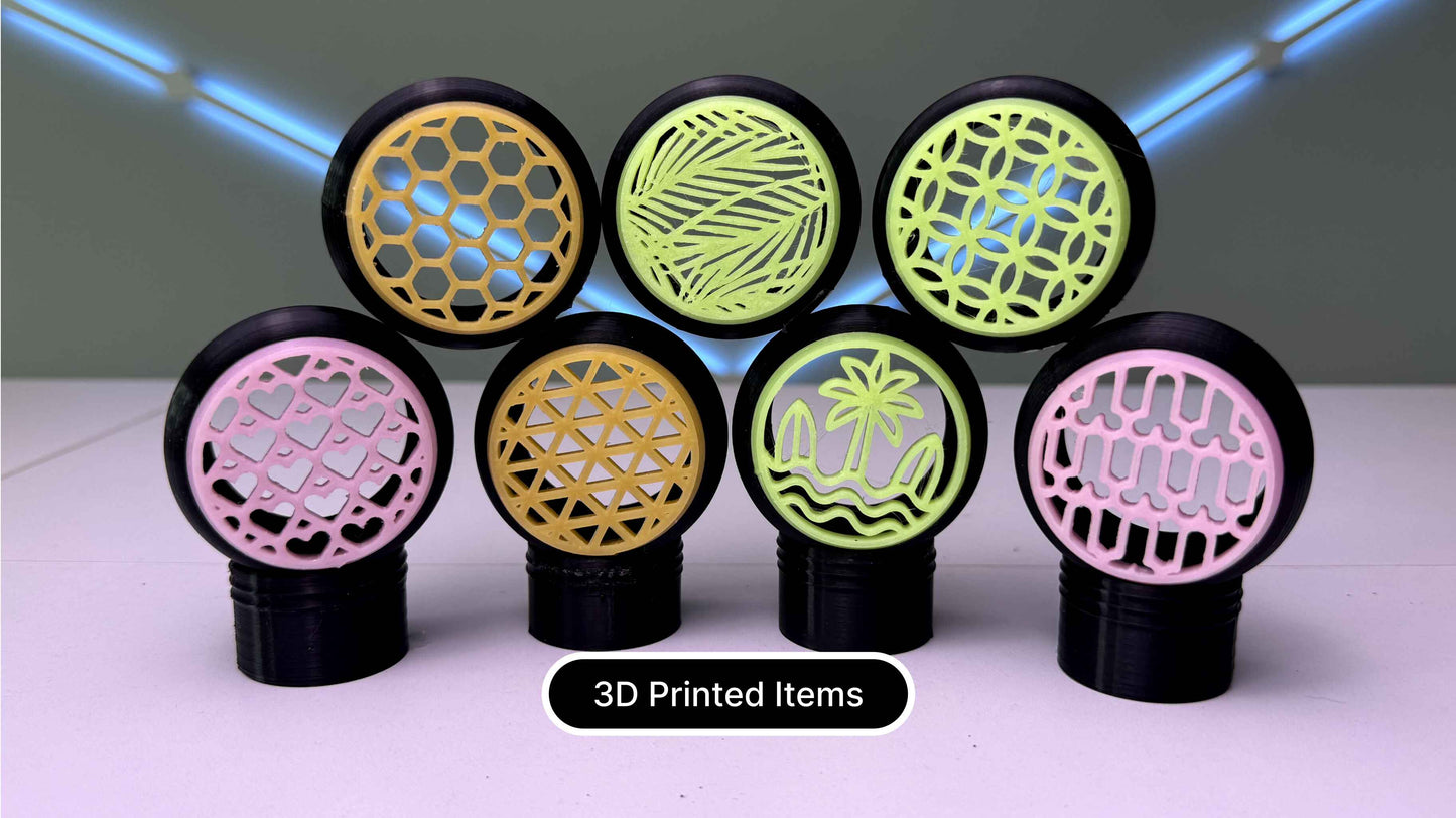 GlowCircles Air Vents – Custom, 3D printed, Glow in the dark. For MX5 Miata NA/NB/NBFL (Palms, Hearts, Stars, Hexagons, Stance and More)