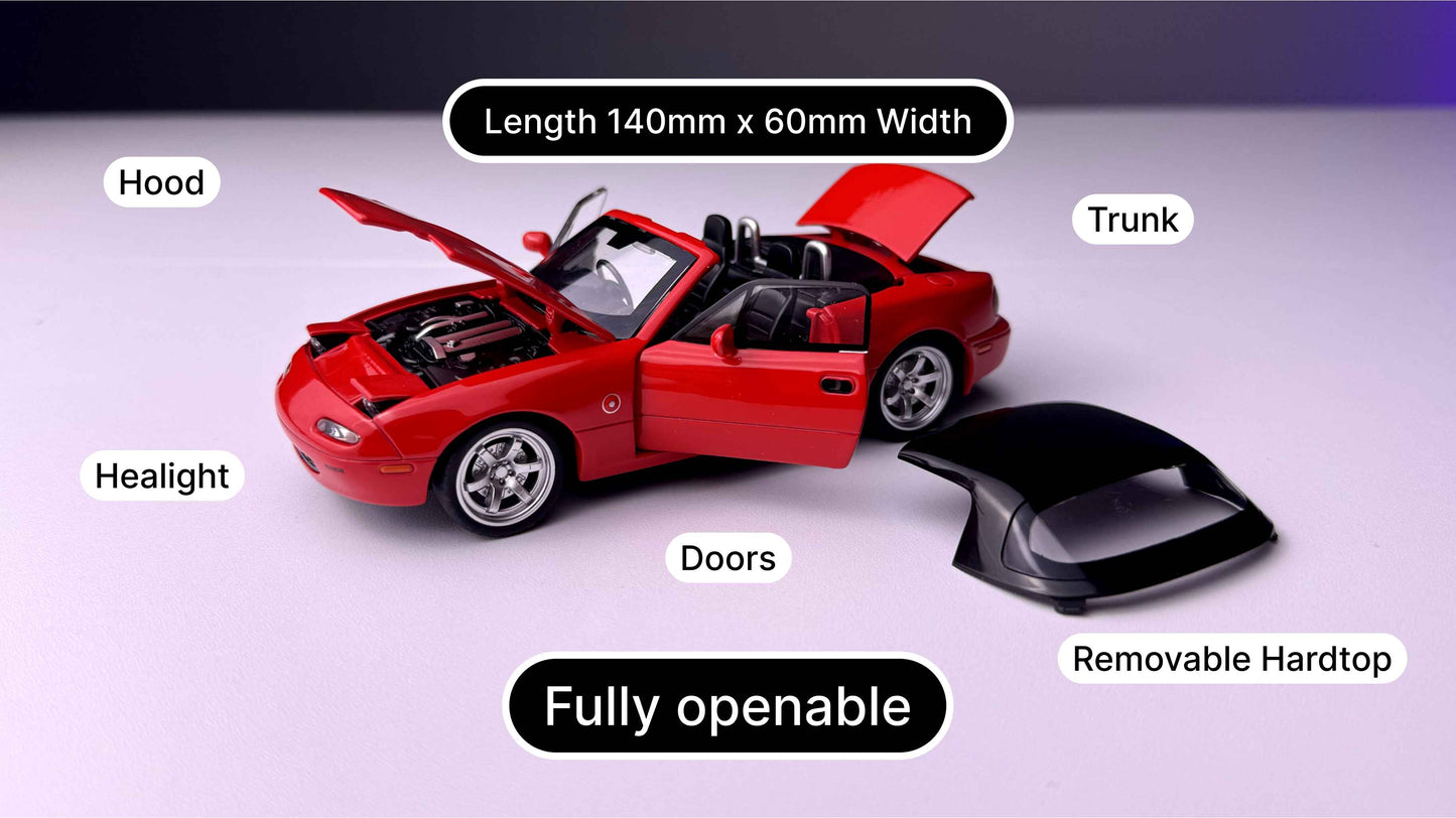 1:32 Scale Mazda MX-5 Miata Pop Up Headlight Removable Hardtop