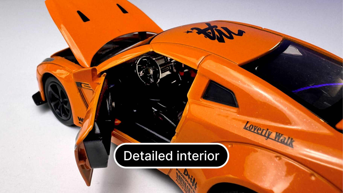 1:32 Scale Nissan GTR R35 Openable Doors, Trunk and Hood without Case