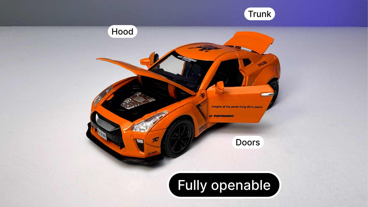 1:32 Scale Nissan GTR R35 Openable Doors, Trunk and Hood without Case
