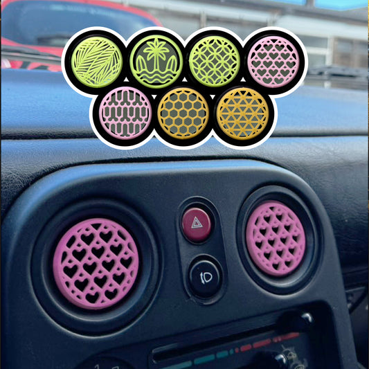 GlowCircles Air Vents – Custom, 3D printed, Glow in the dark. For MX5 Miata NA/NB/NBFL (Palms, Hearts, Stars, Hexagons, Stance and More)