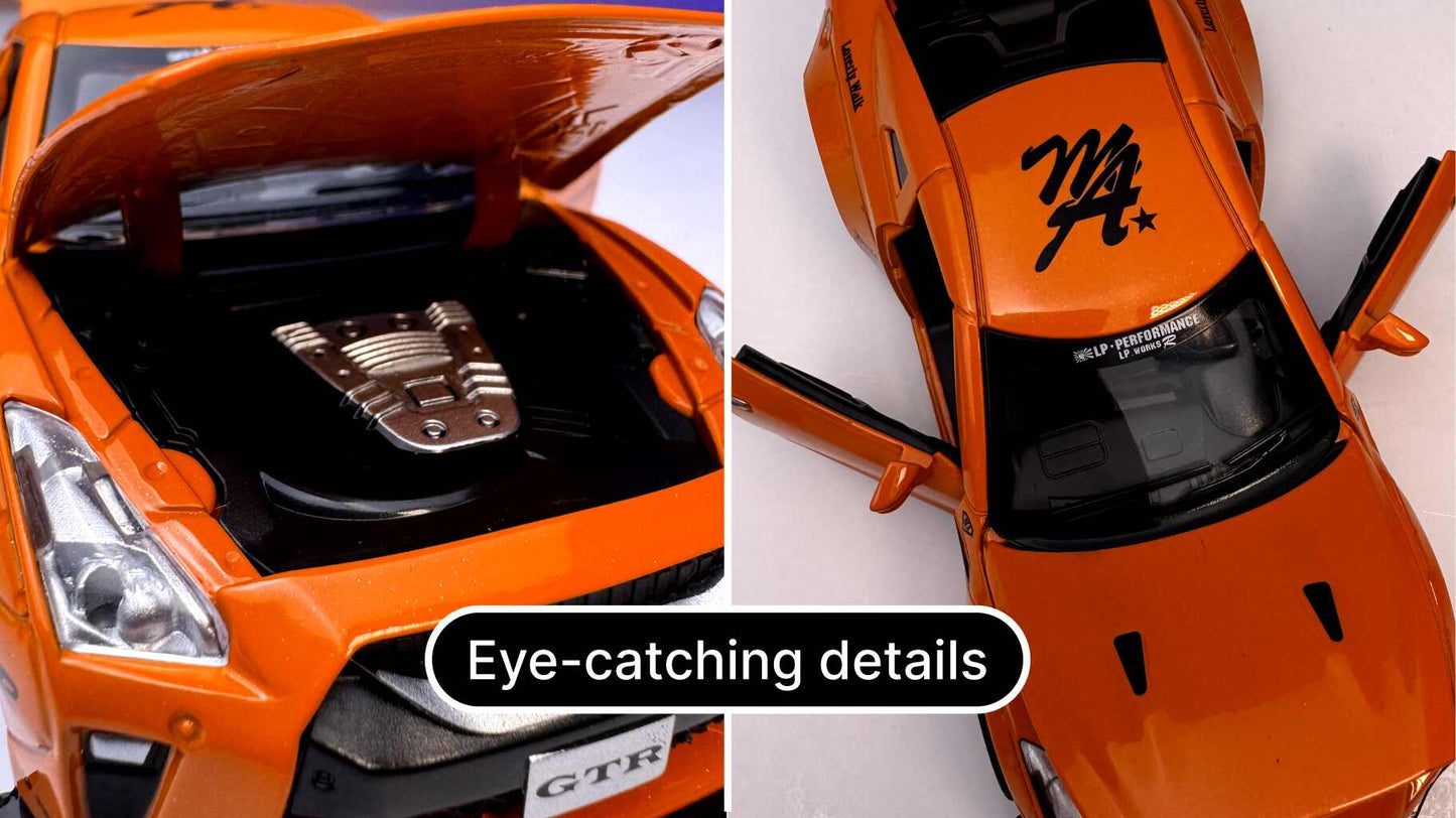 1:32 Scale Nissan GTR R35 Openable Doors, Trunk and Hood without Case