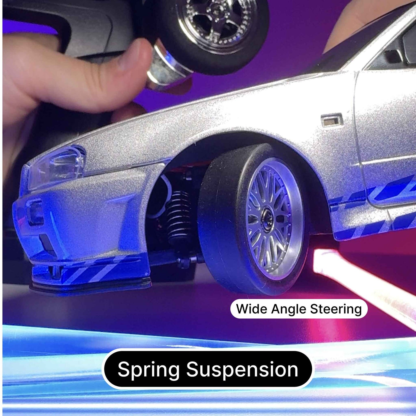 1:18 RC Drift Car Nissan GTR R34 2.4G RWD with ESP Gyroscope Metal Alloy Body LED Lights