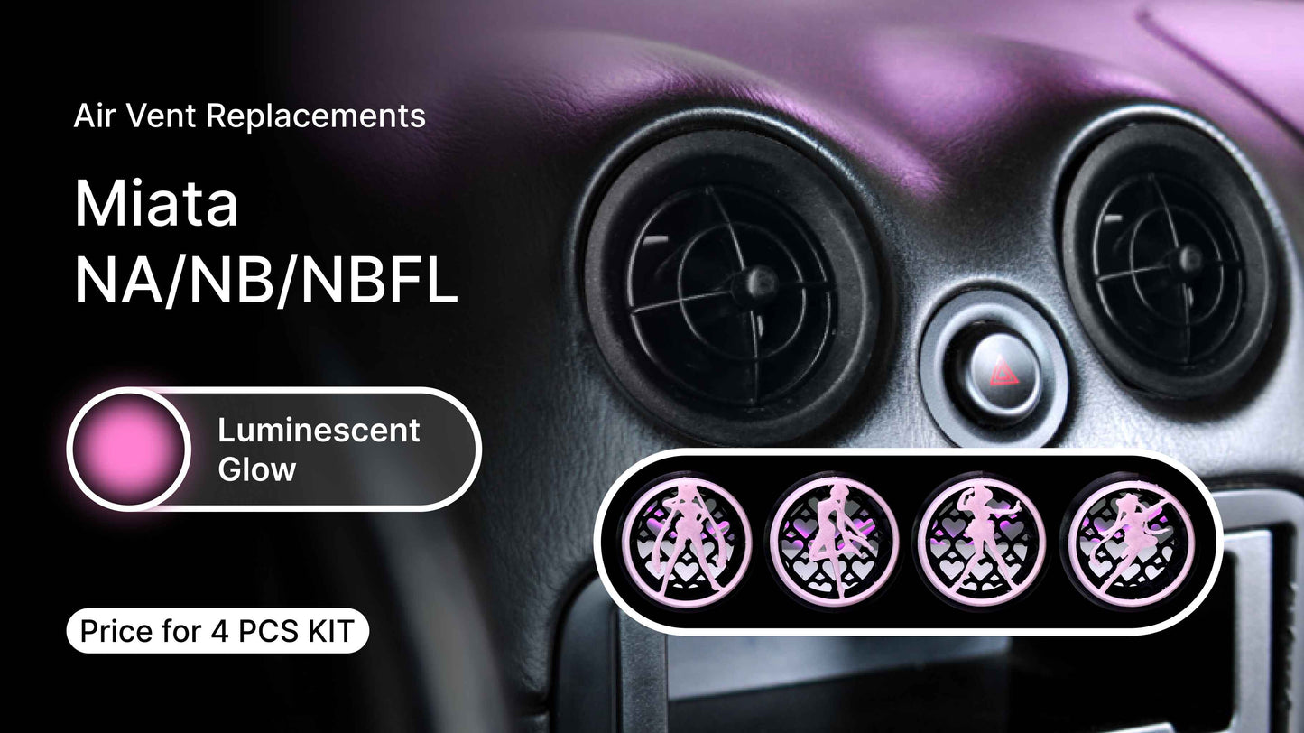 GlowCircles – Sailor Moon Air Vents – Custom, 3D printed, Glow in the dark. For MX5 Miata NA/NB/NBFL
