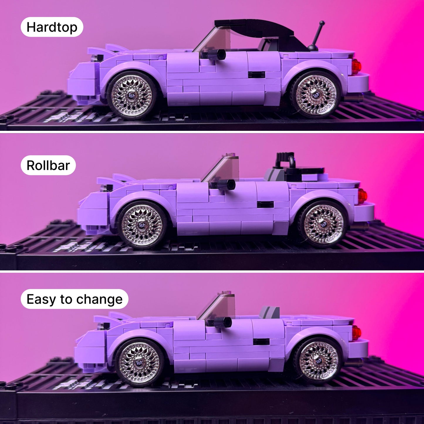 1:32 Scale LEGO Mazda MX-5 Miata Pop Up Headlight Removable Hardtop