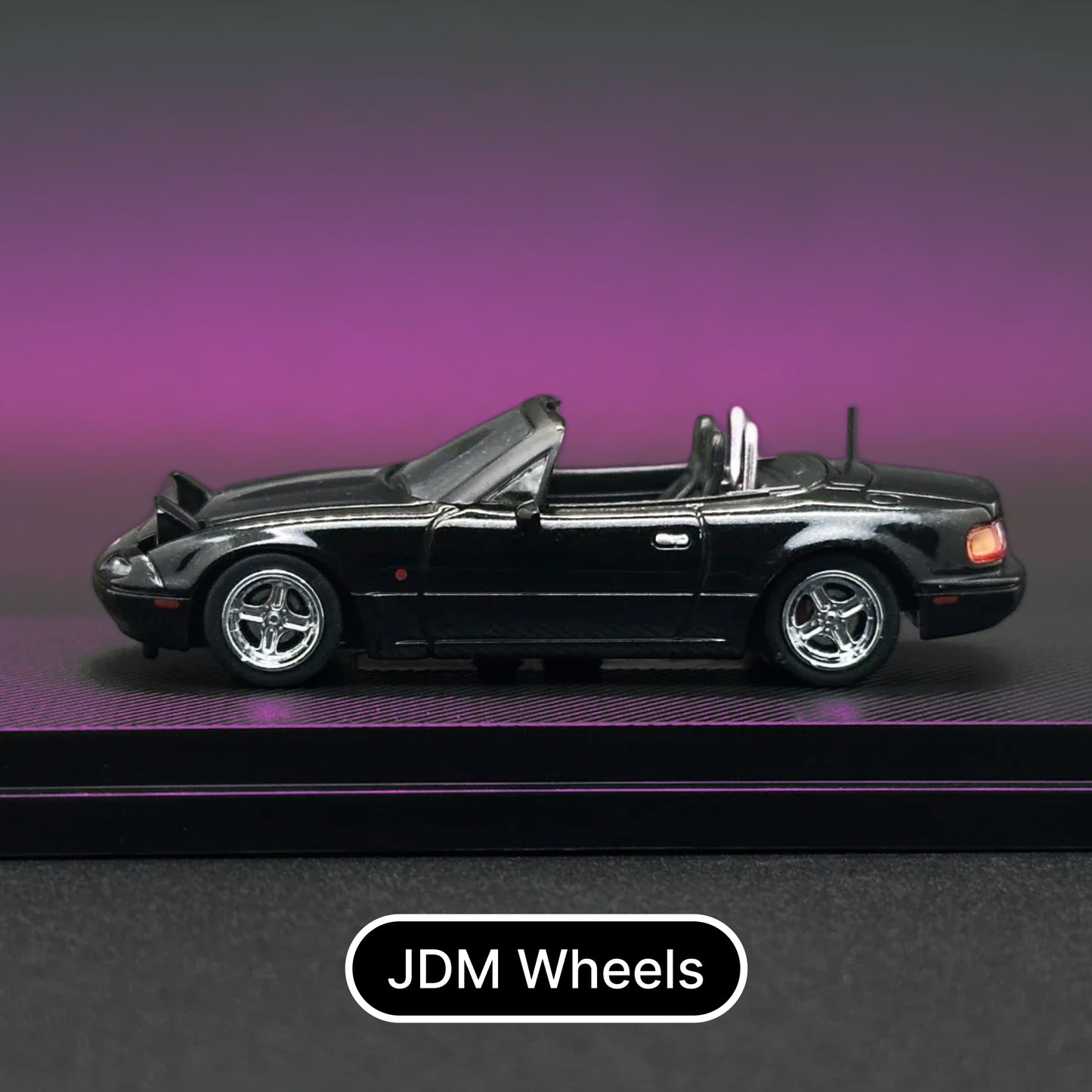 1:64 Black Mazda MX-5 NA with Adjustable Head Lights