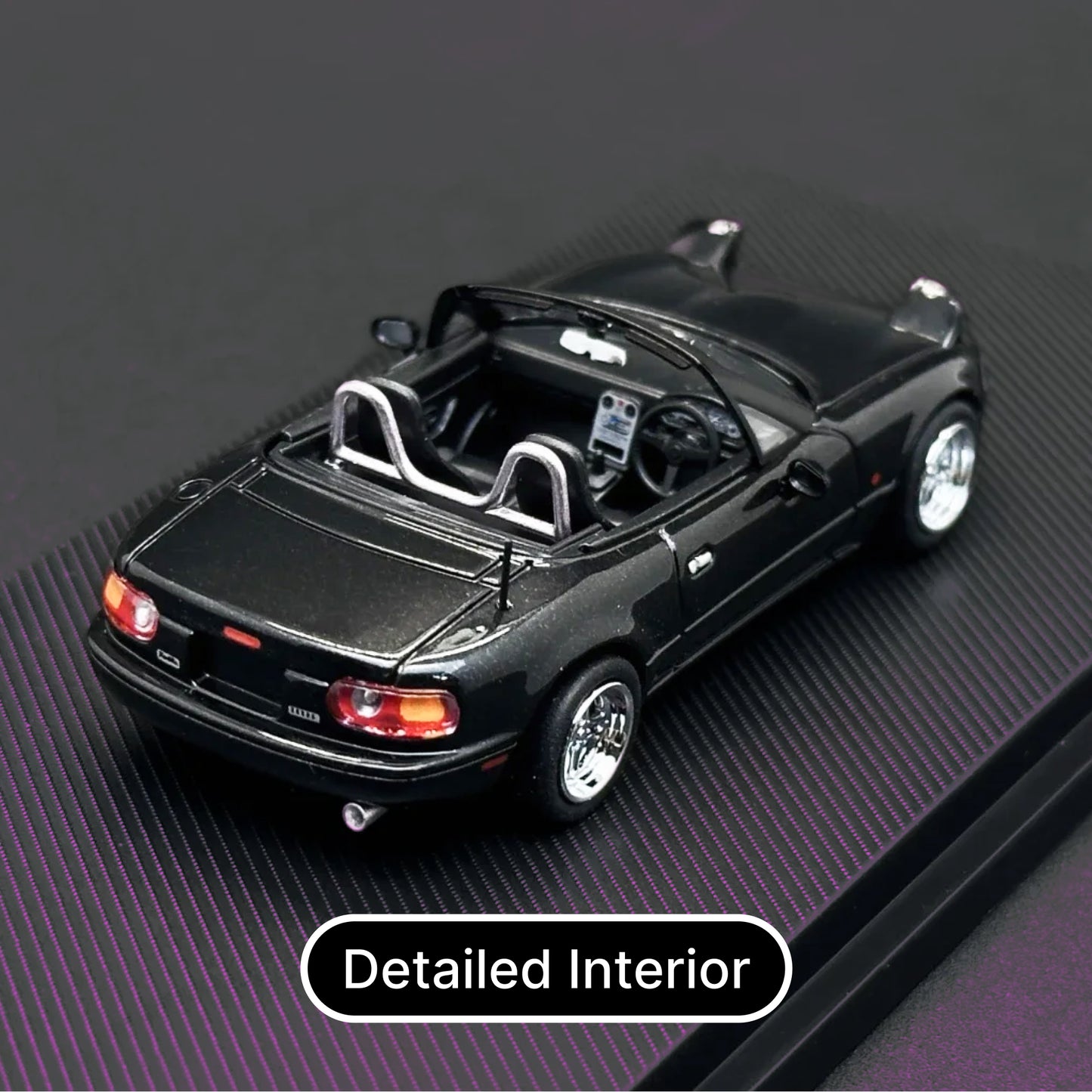 1:64 Black Mazda MX-5 NA with Adjustable Head Lights