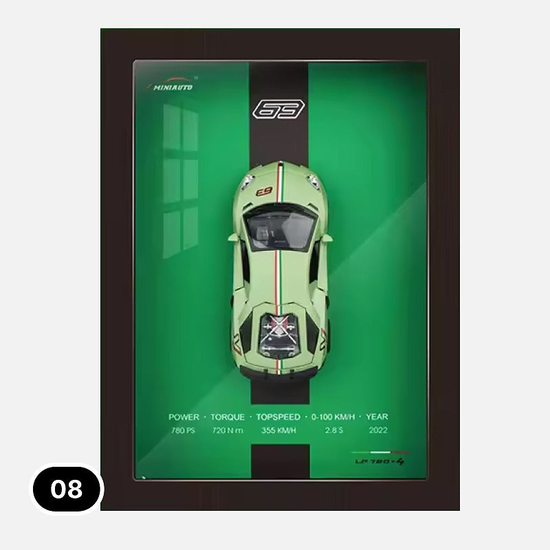 3D Diecast Wall Art Pictures with 1:32 Scale Car in Display Frame