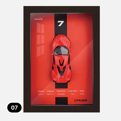 3D Diecast Wall Art Pictures with 1:32 Scale Car in Display Frame