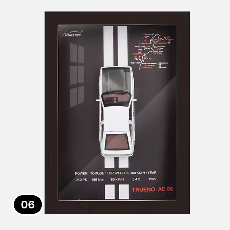 3D Diecast Wall Art Pictures with 1:32 Scale Car in Display Frame
