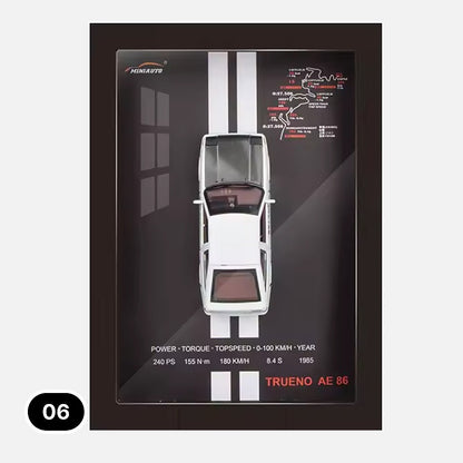 3D Diecast Wall Art Pictures with 1:32 Scale Car in Display Frame