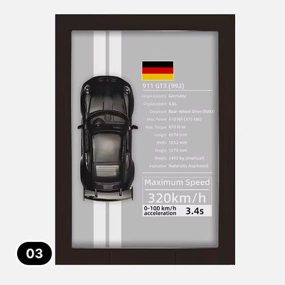 3D Diecast Wall Art Pictures with 1:32 Scale Car in Display Frame