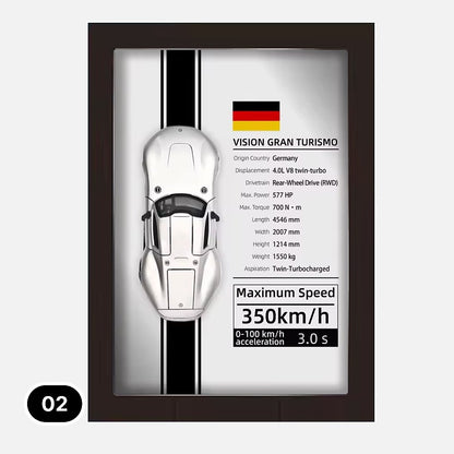 3D Diecast Wall Art Pictures with 1:32 Scale Car in Display Frame